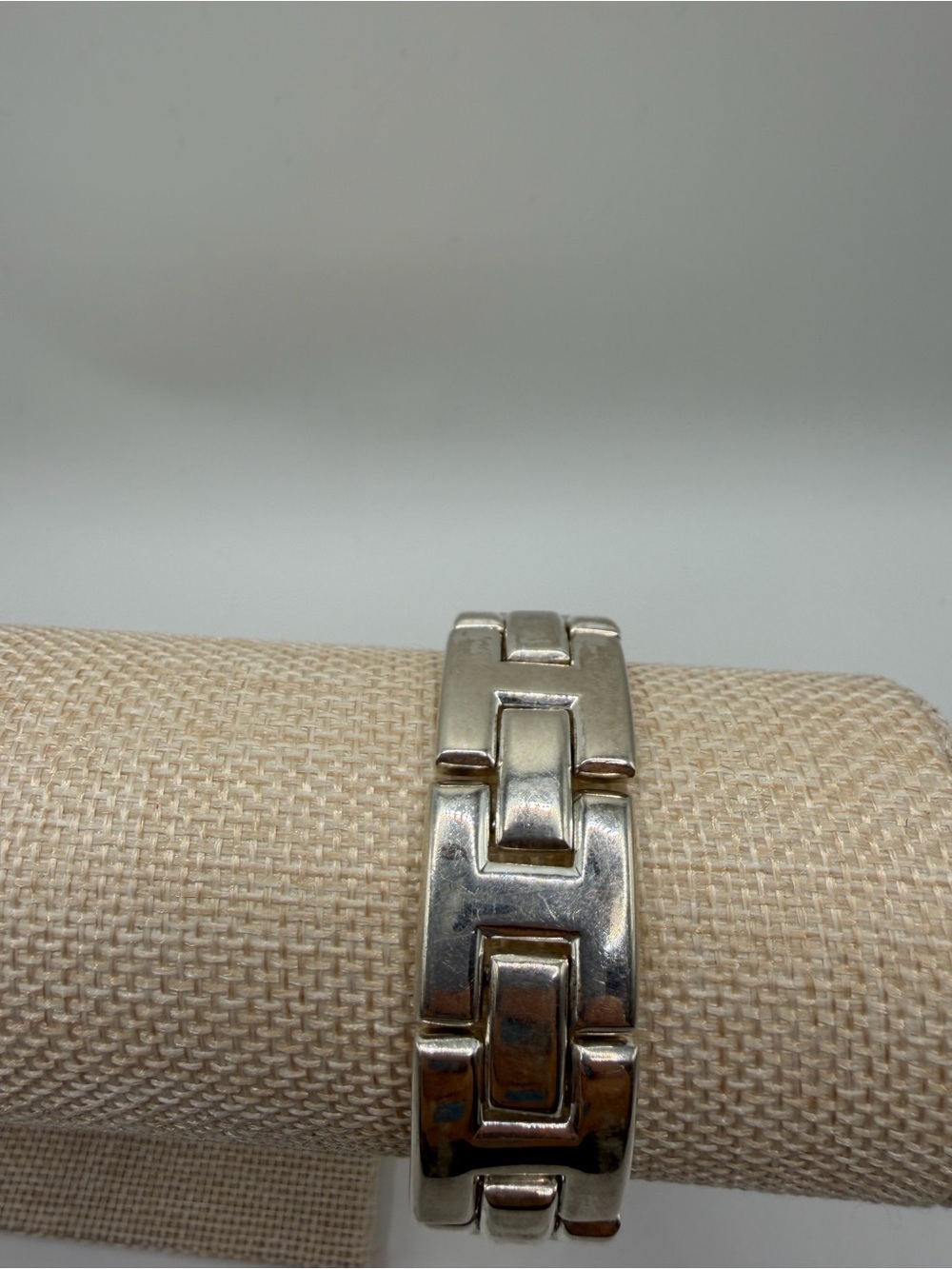 Retro Silver Geometric Link Bracelet - Picture 3 of 9